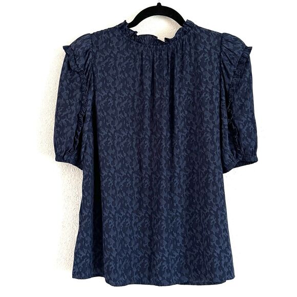 Anthropologie Current Air Women’s Jacquard Pintuck Split Neck Blouse Top - Picture 3 of 15